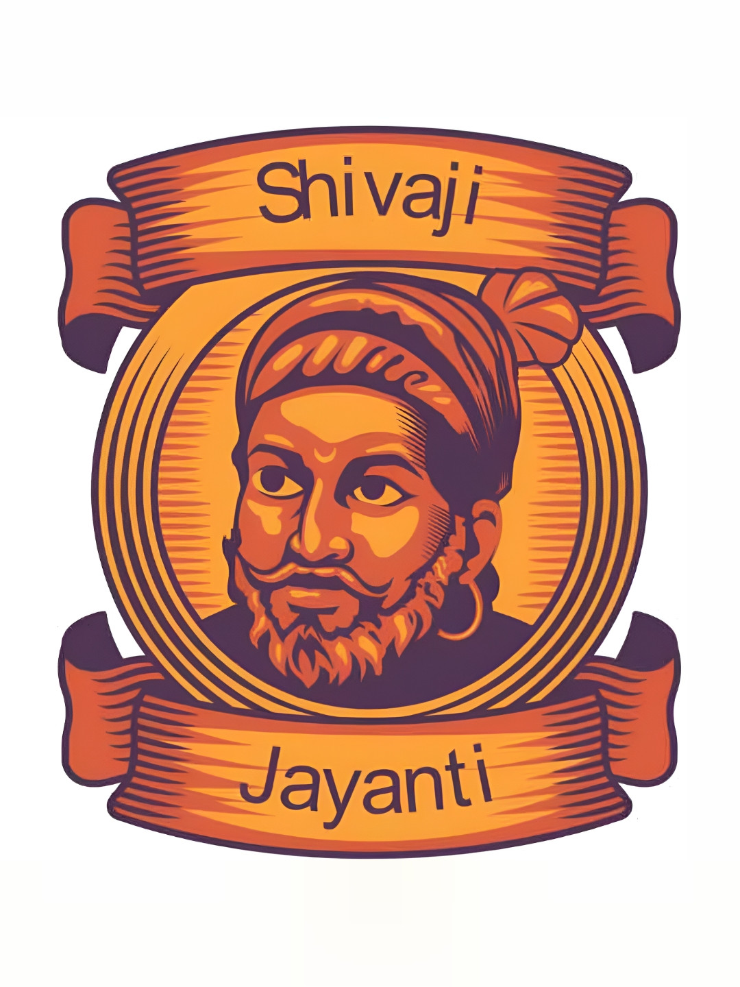 Wallpics Orange Coloured Shivaji Jayanti Printed Waterproof Wall Sticker