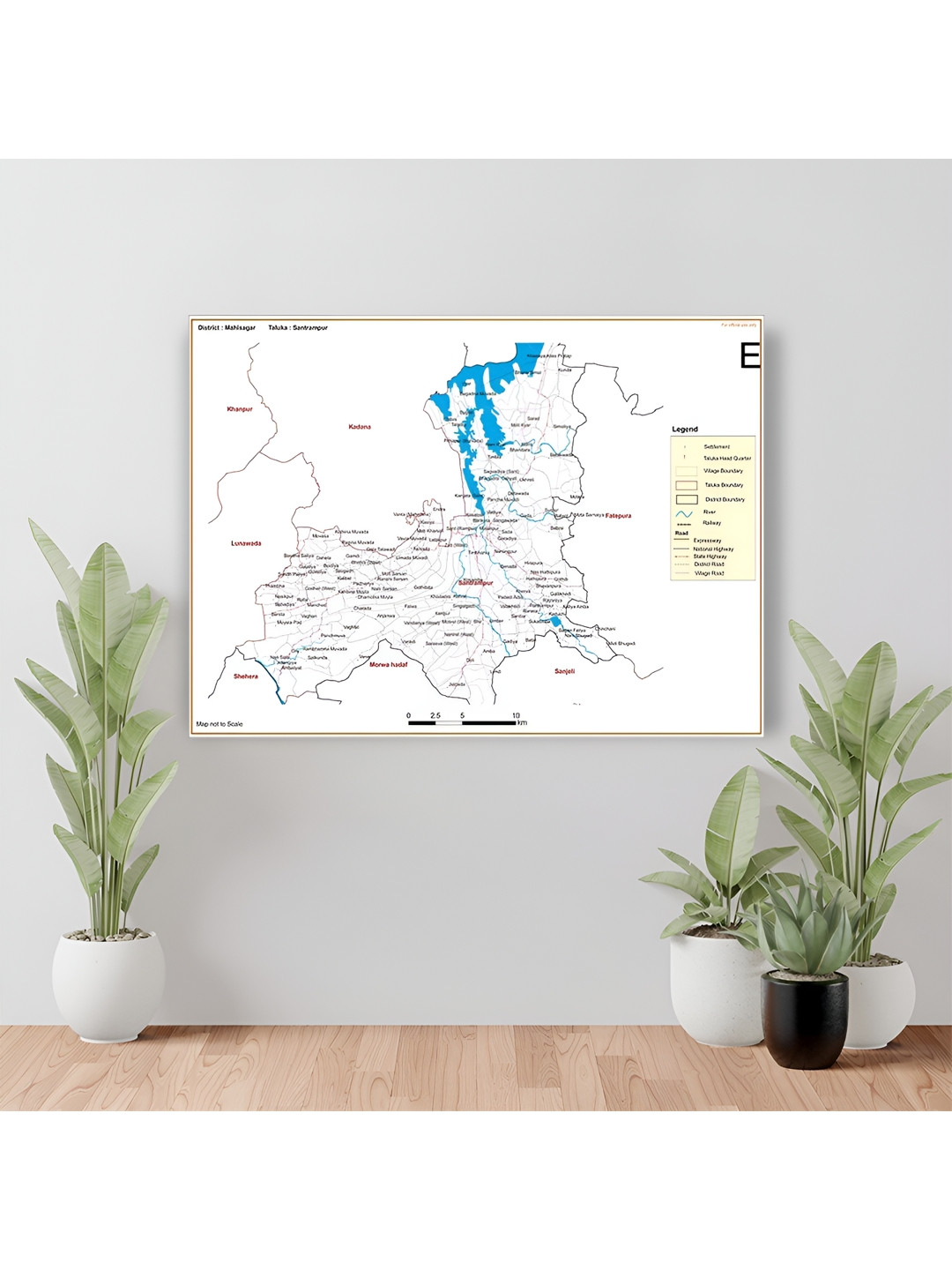 Wallpics White & Blue Mahisagar District Satrampur Taluk Map Water Resistant Wall Sticker