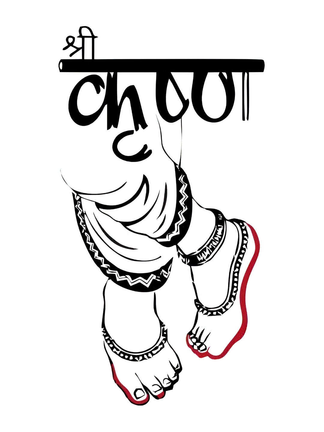 Wallpics White & Black Shree Krishna Printed Waterproof Wall Sticker