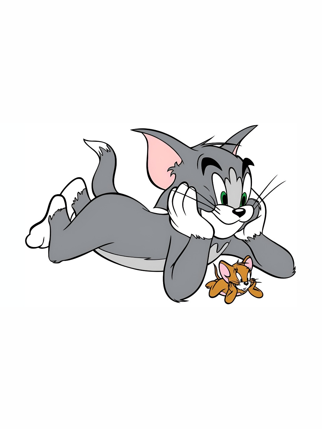 Wallpics Grey & White Tom & Jerry Printed Water Resistant Wall Sticker