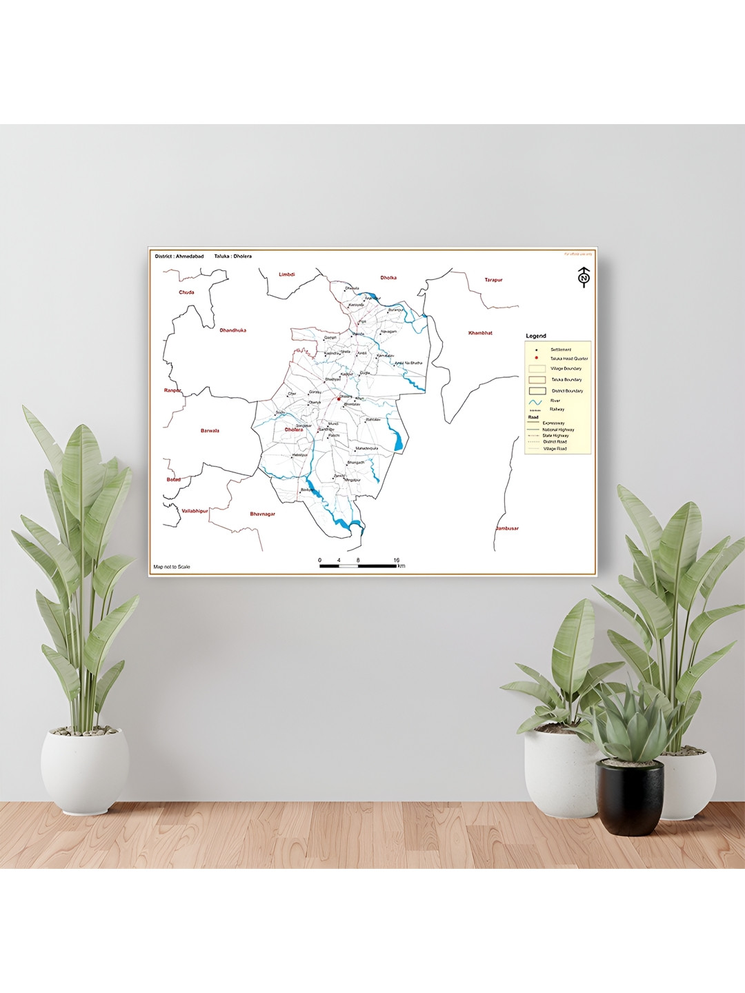 Wallpics White & Blue Ahmedabad Map Printed Waterproof Wall Sticker