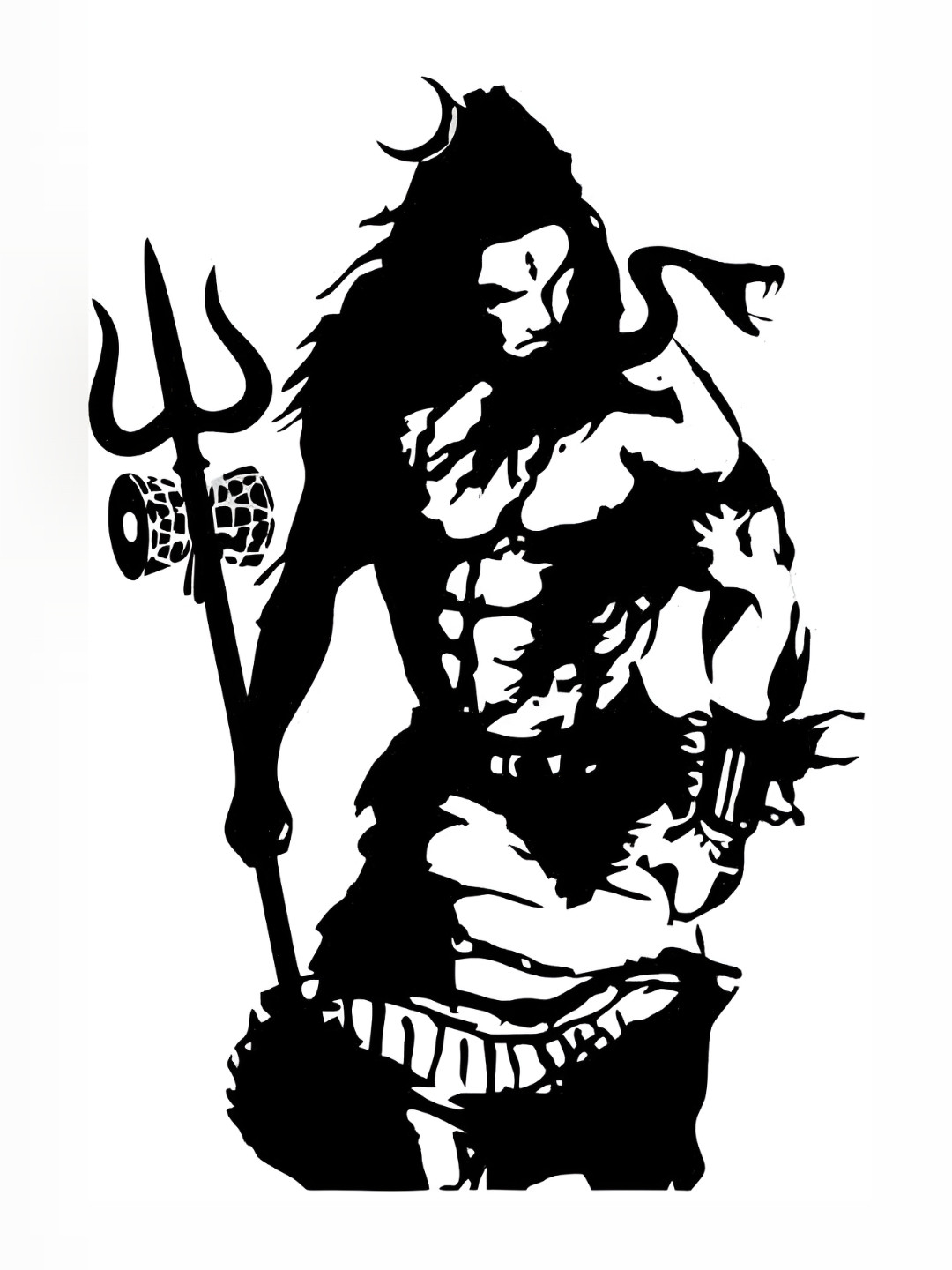 Wallpics White & Black Mahadev Printed Waterproof Wall Sticker
