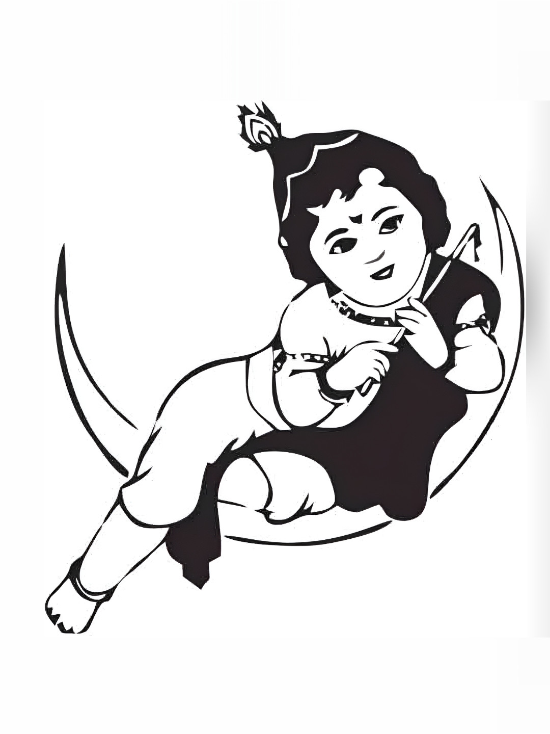 Wallpics Black & White Baal Krishna Printed Water Resistant Wall Sticker