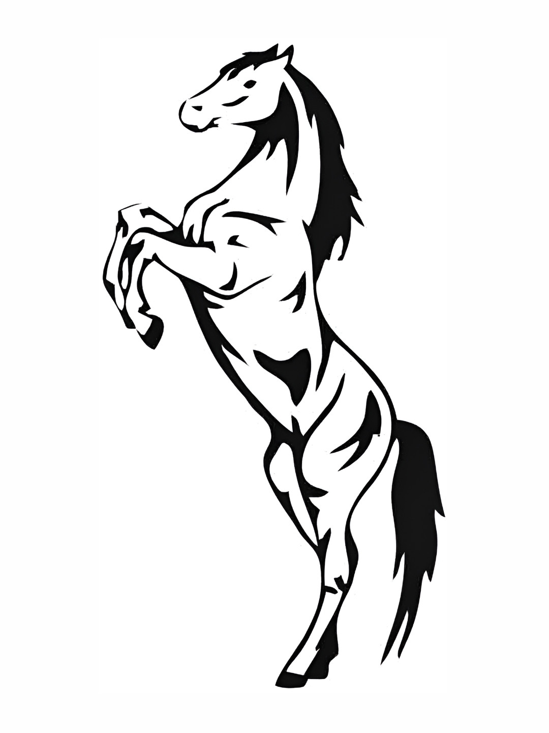 Wallpics White & Black Horse Printed Waterproof Wall Sticker