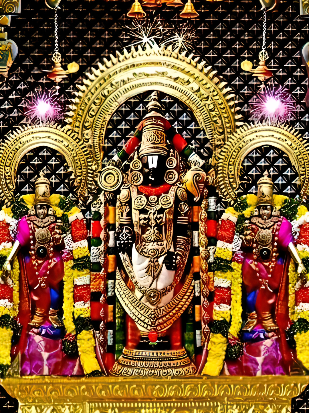 Wallpics Black & Beige Lord Venkateswara Swamy Printed Waterproof Wall Sticker