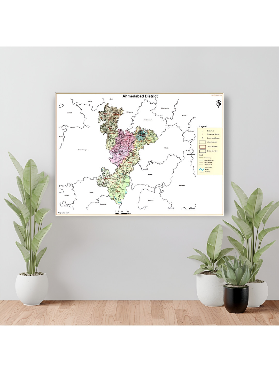 Wallpics Green & Pink Ahmedabad District Printed Waterproof Wall Sticker