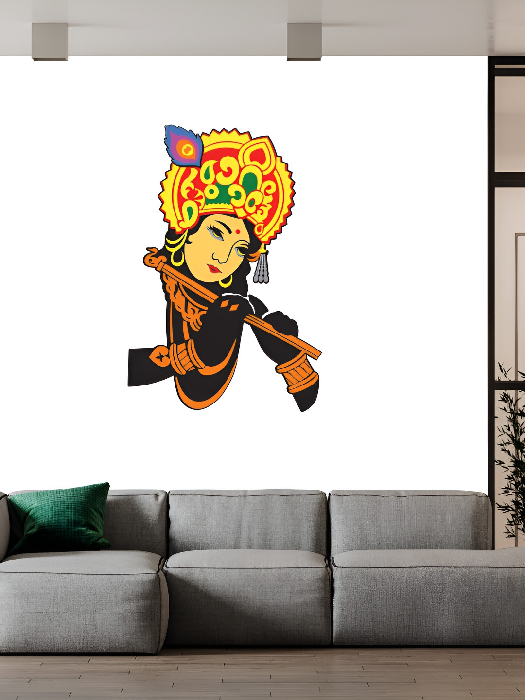 Wallpics Yellow & Red Printed Waterproof Wall Sticker