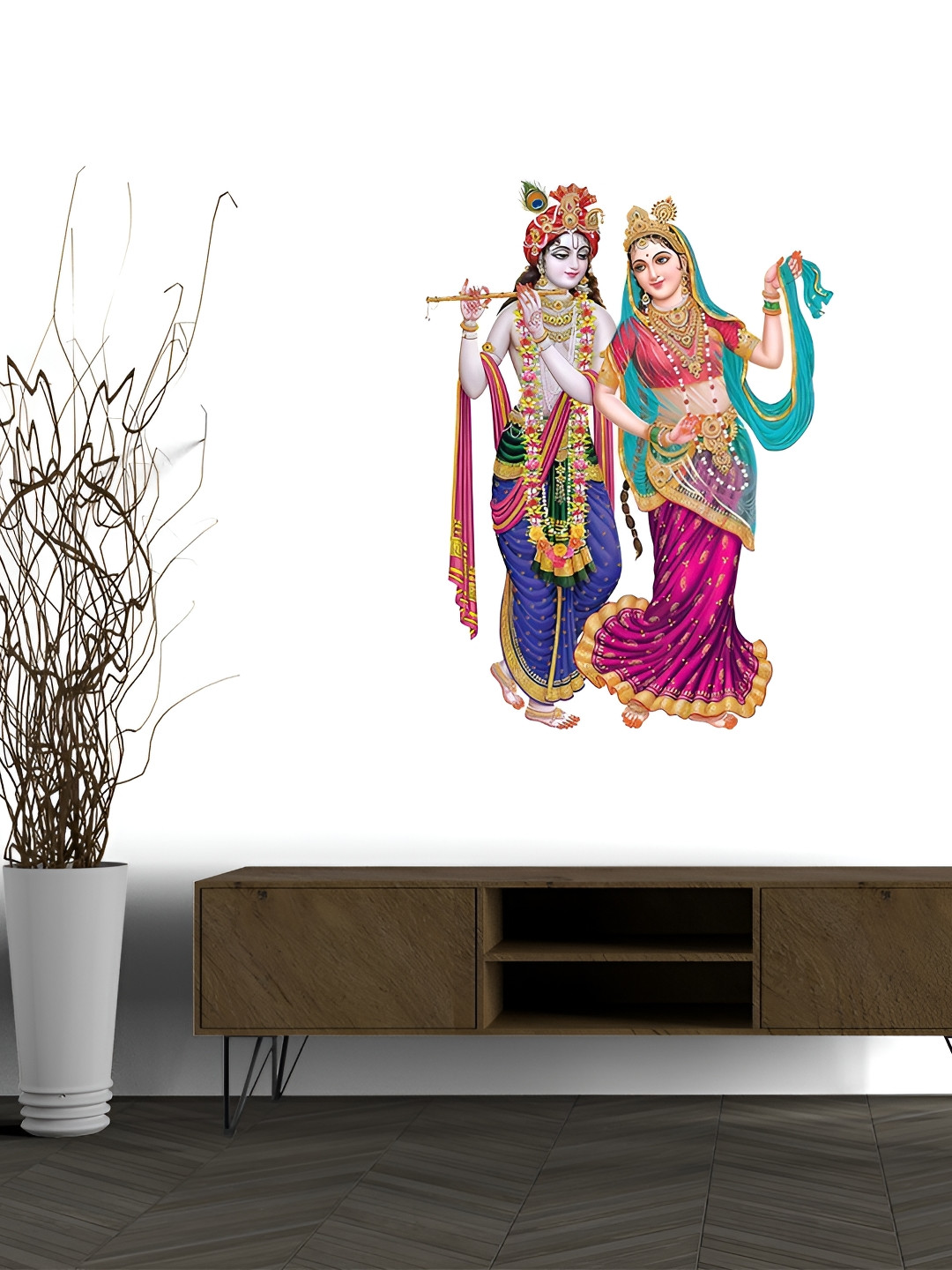 Wallpics Blue & Pink Radha Krishna Printed Religious Waterproof Wall Poster