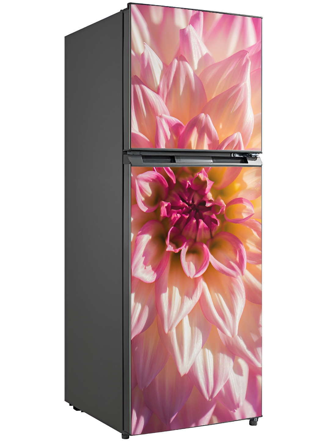 Wallpics Pink & Yellow Floral Printed Water Resistant Fridge Sticker