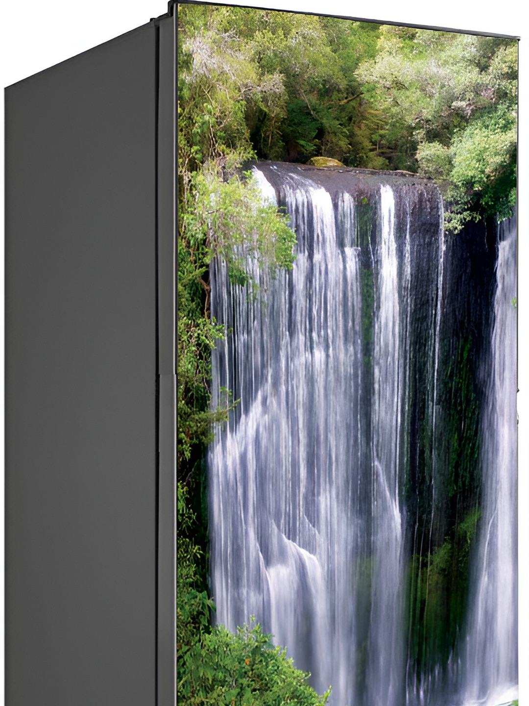 Wallpics Green & Blue Waterfall Printed Waterproof Fridge Sticker