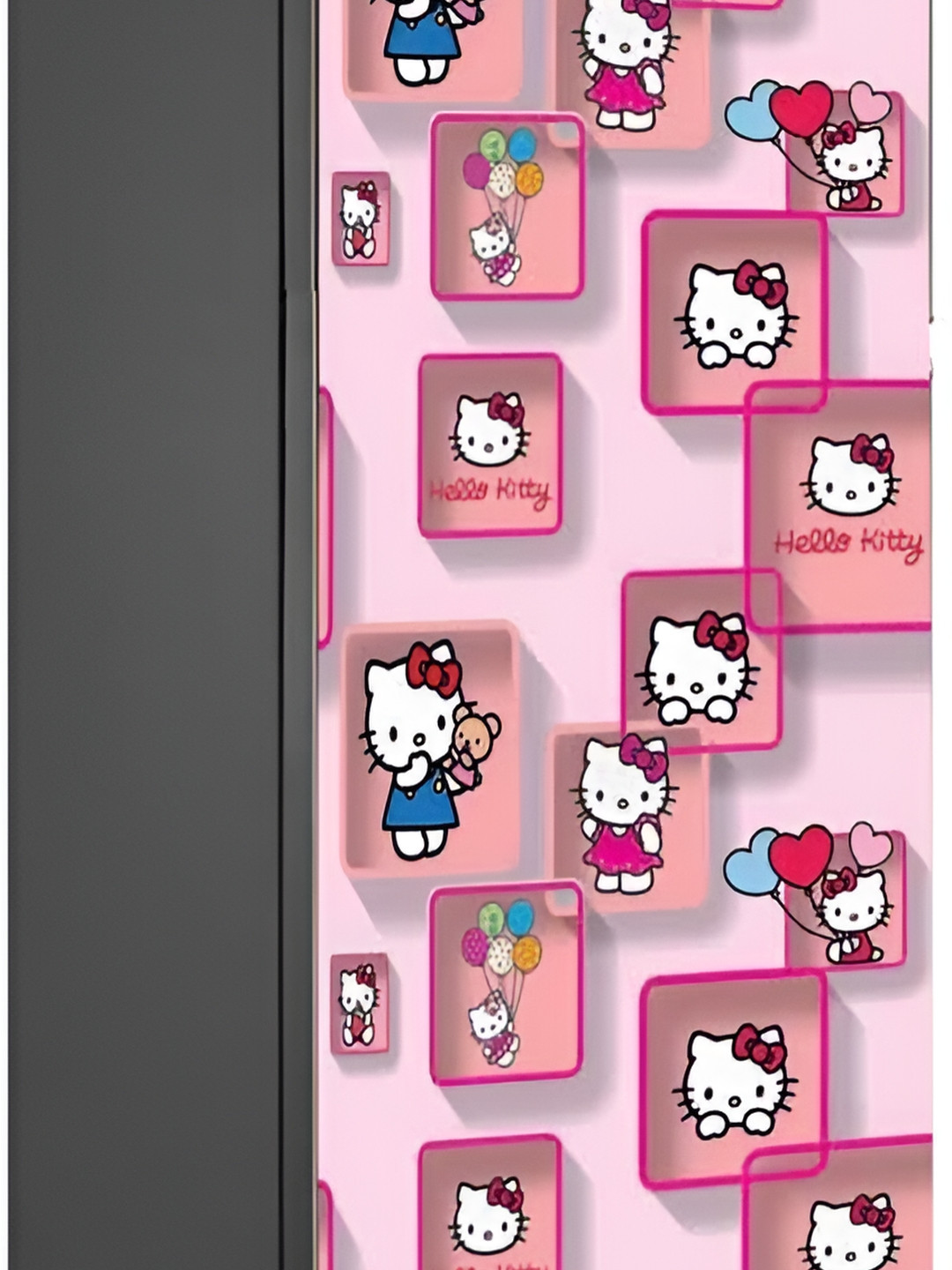 Wallpics White & Pink Ketty Cat Printed Waterproof Wall Sticker