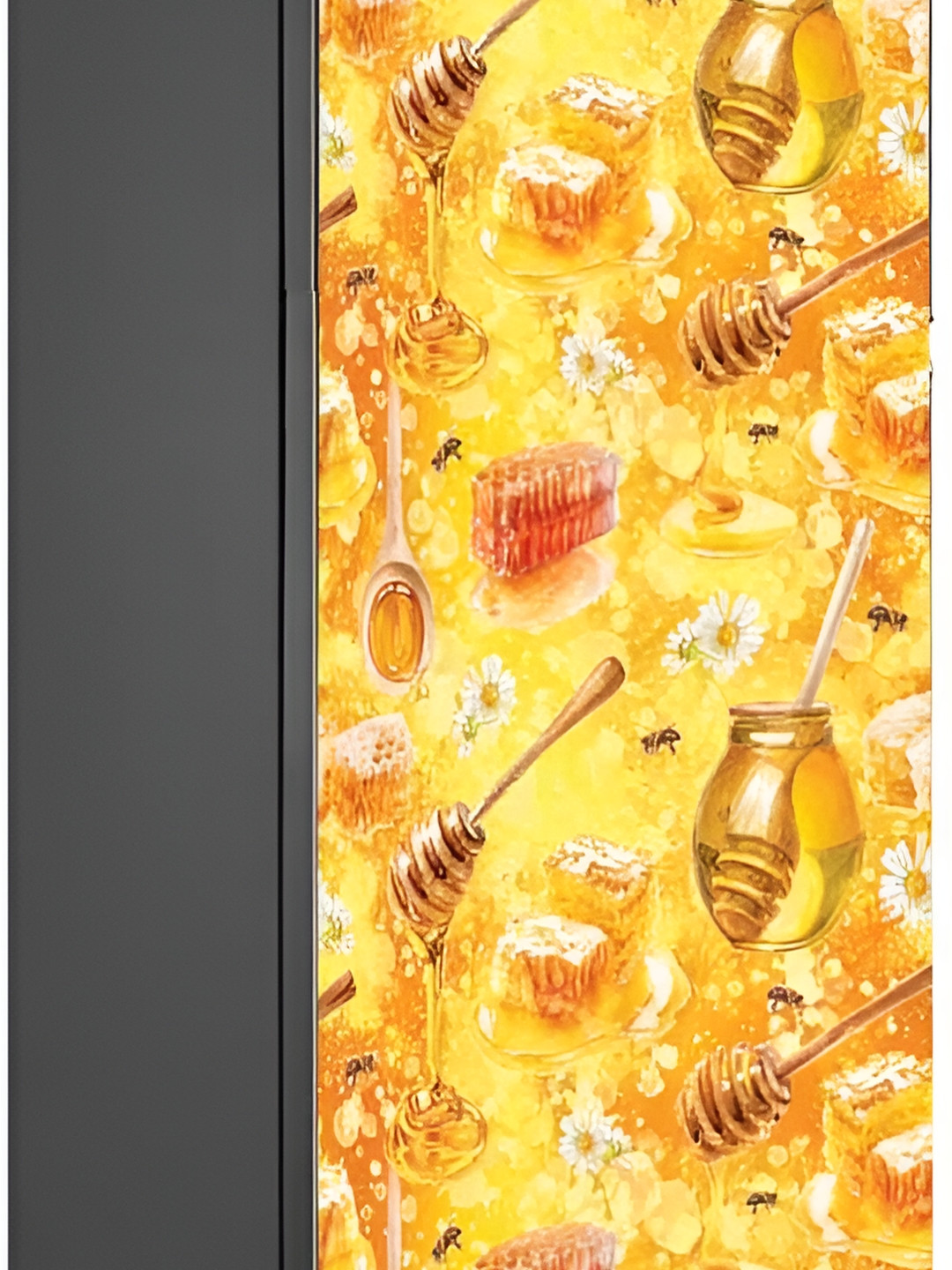 Wallpics Yellow Printed Self-Adhesive Fridge Sticker