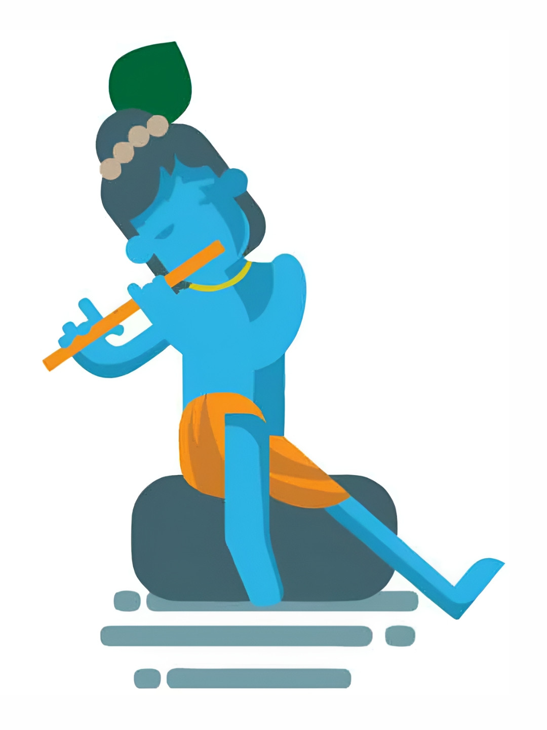 Wallpics Blue & Orange Shri Krishna Printed Waterproof Wall Poster