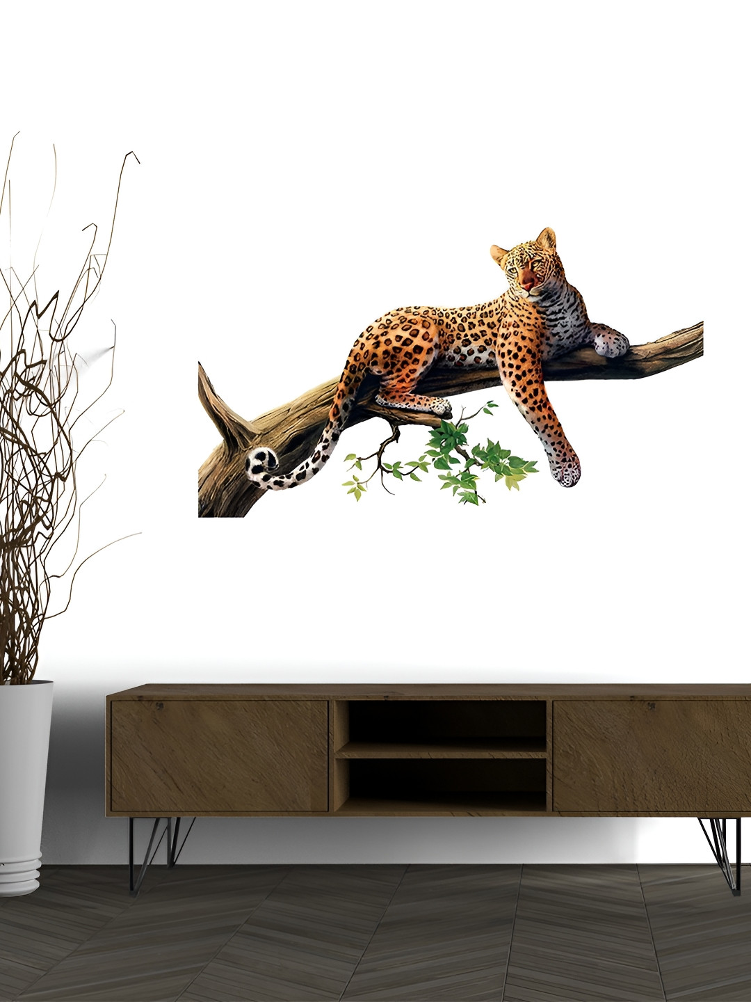 Wallpics Orange-Coloured & Black Printed Waterproof Wall Sticker