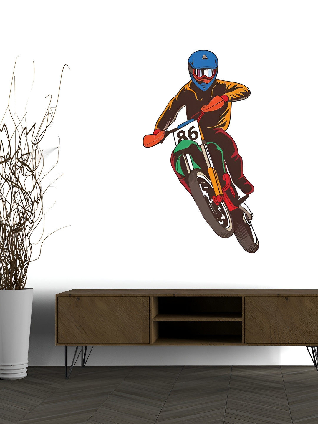 Wallpics Black & Blue Printed Waterproof Wall Sticker