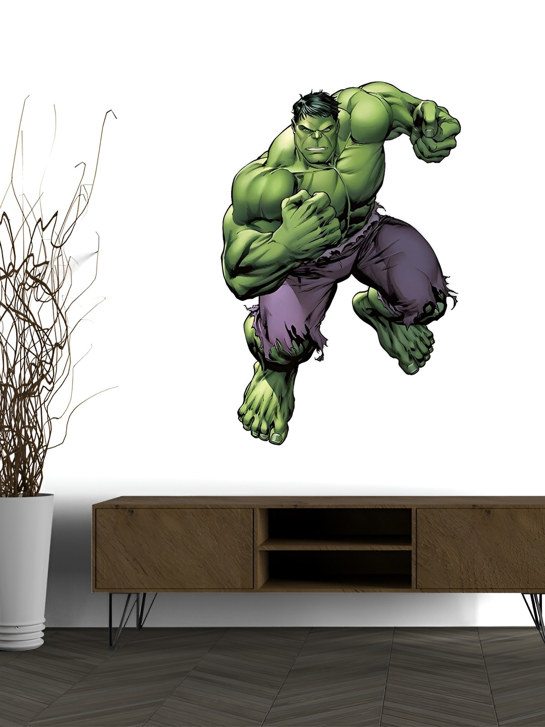 Wallpics Green & Violet Hulk Printed Water Resistant Wall Sticker