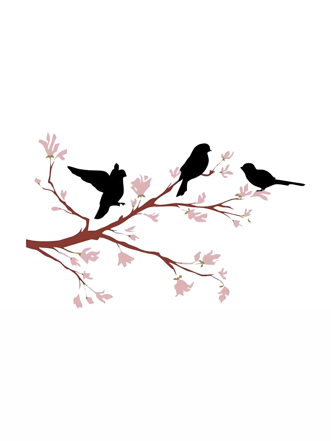 Wallpics Brown & Pink Birds Printed Water Resistant Wall Sticker