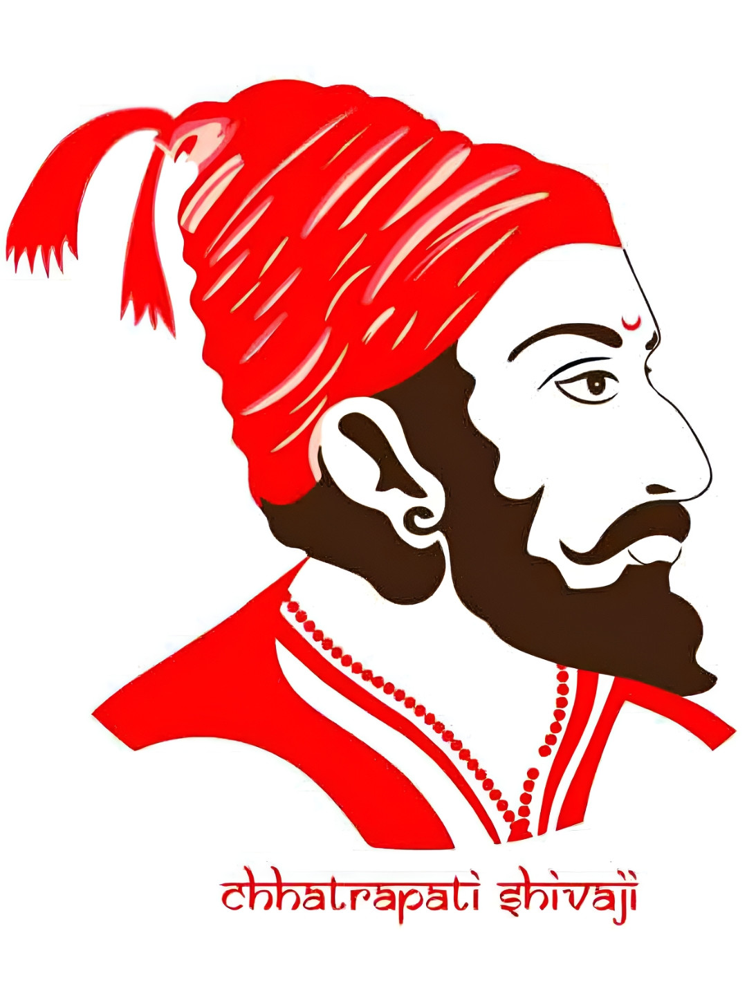 Wallpics White & Red Chhatrapati Shivaji Face Printed Water Resistant Wall Sticker