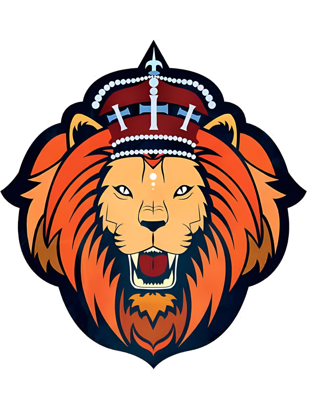 Wallpics Orange-Colored & Black King Lion Face Water Resistant Wall Sticker