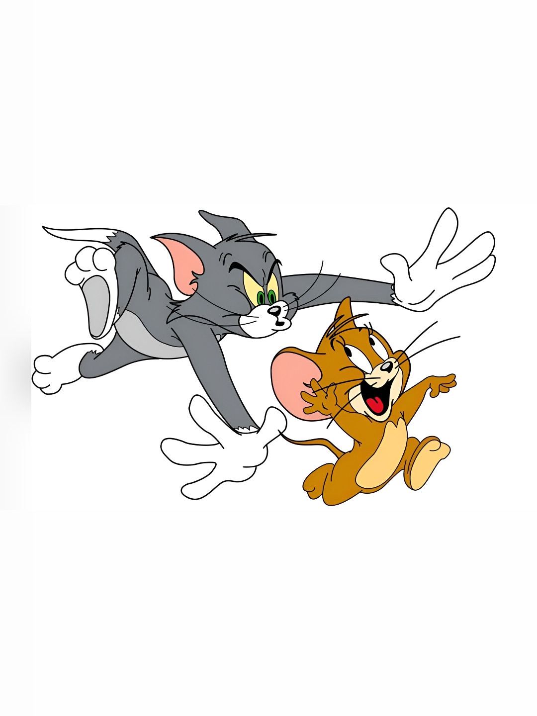 Wallpics Grey & Beige Tom & Jerry Printed Waterproof Wall Sticker