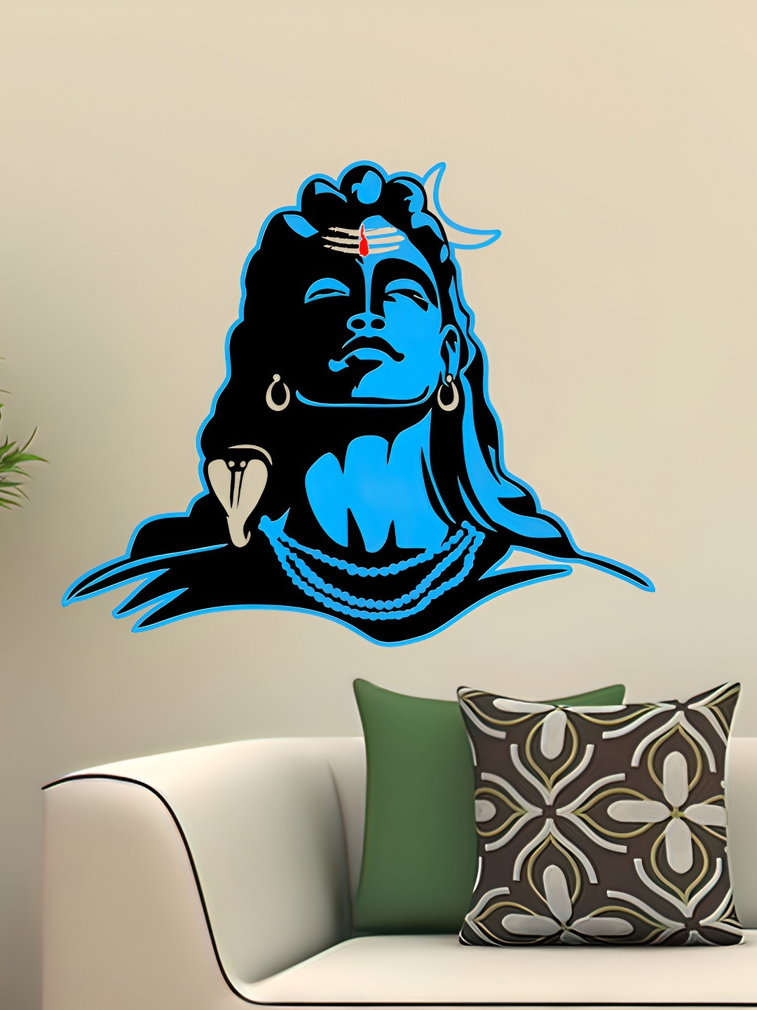 Wallpics Blue & Black Adiyoagi Printed Religious Waterproof Wall Poster