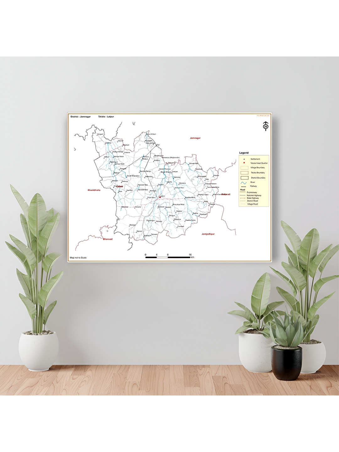 Wallpics White & Blue Jamnagar Map Printed Waterproof Wall Sticker