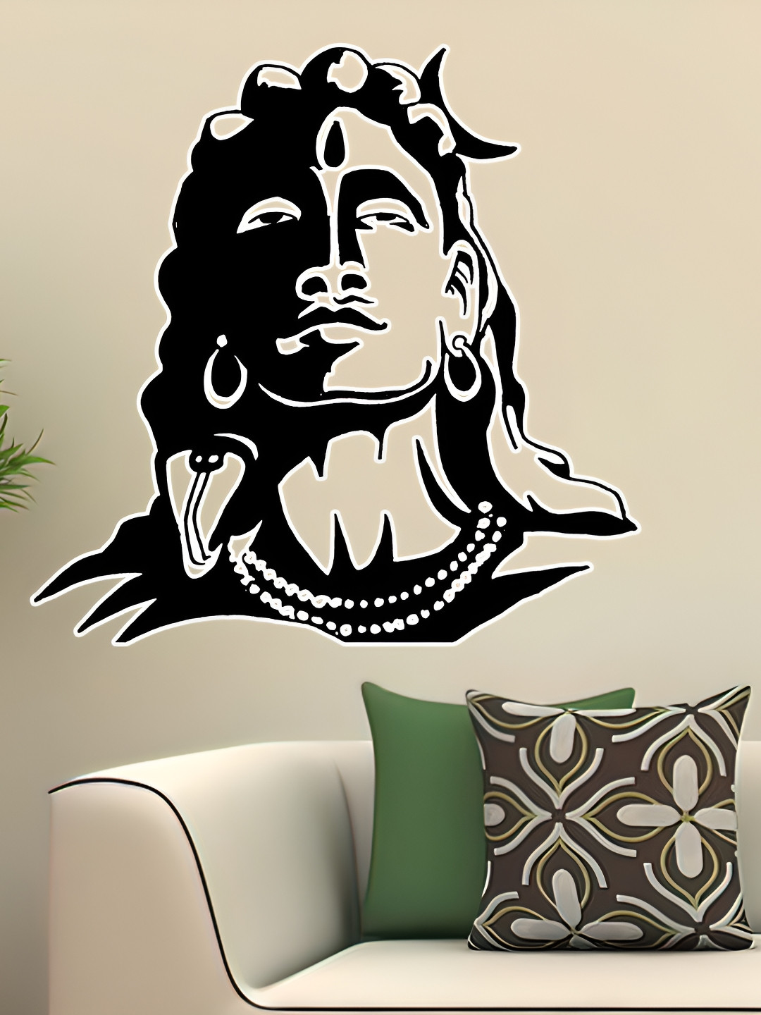 Wallpics Black Lord Shiva Printed Water Resistant Wall Sticker