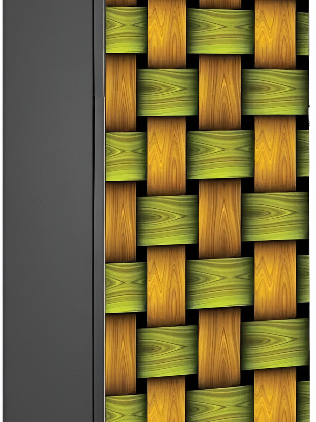 Wallpics Orange-Colored & Green Abstract Self Adhesive Water Resistant Fridge Sticker