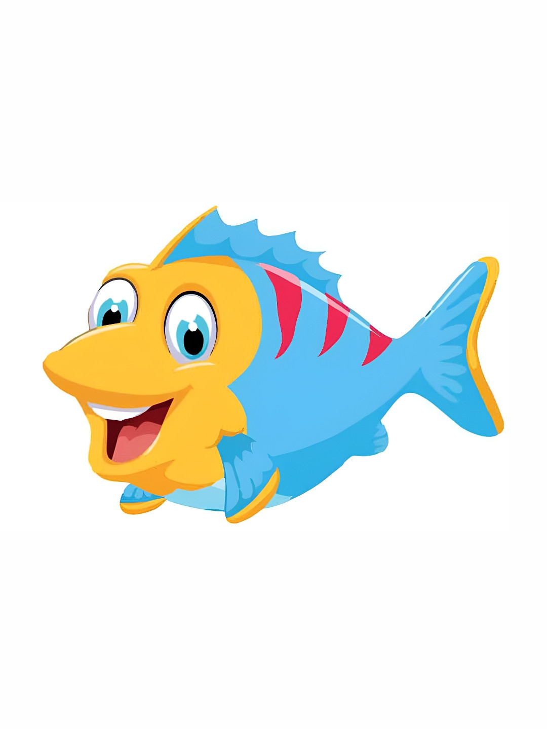 Wallpics Yellow & Blue Fish Printed Water Resistant Wall Sticker