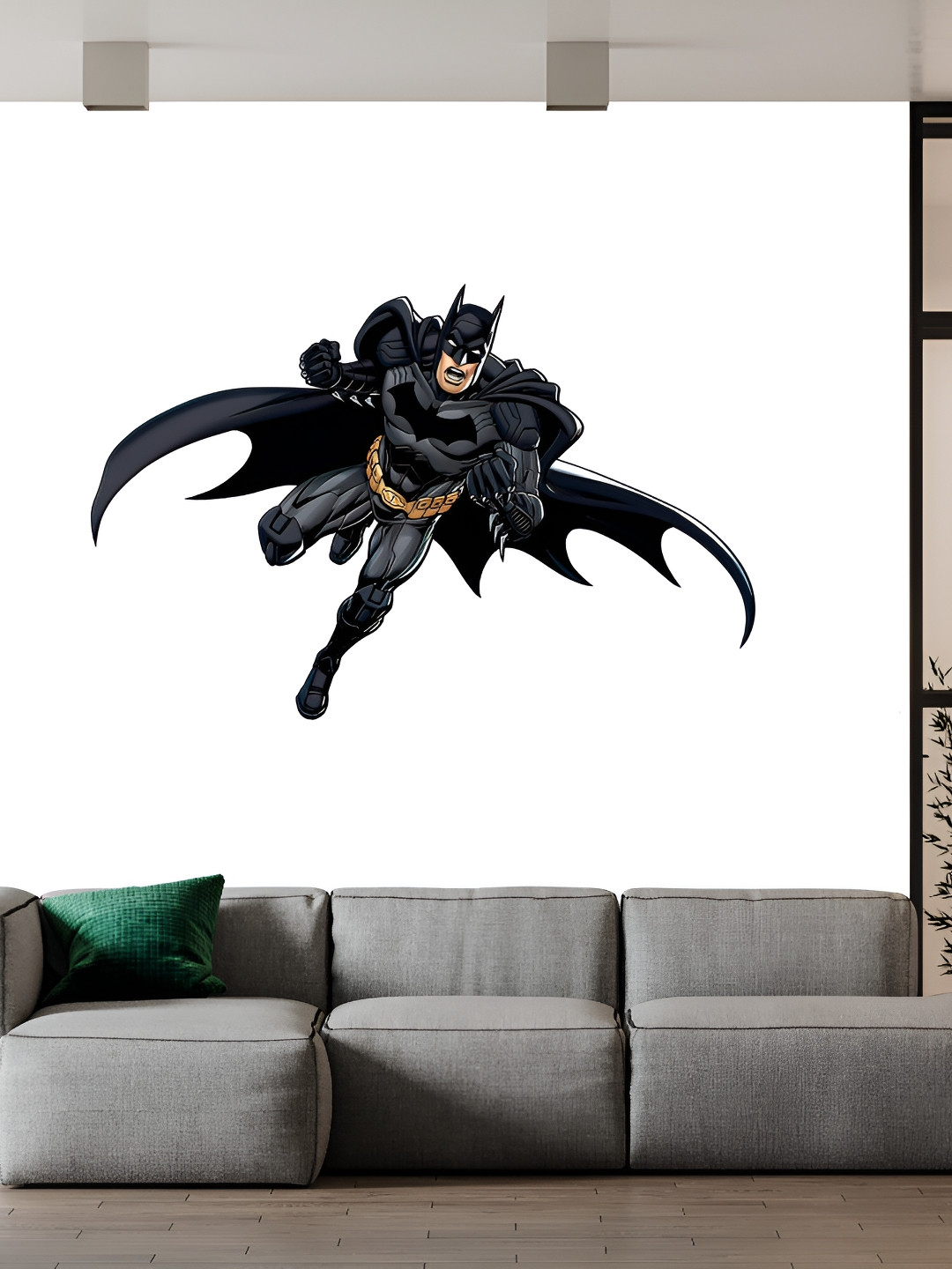 Wallpics Grey & Black Batman Printed Water Resistant Wall Sticker
