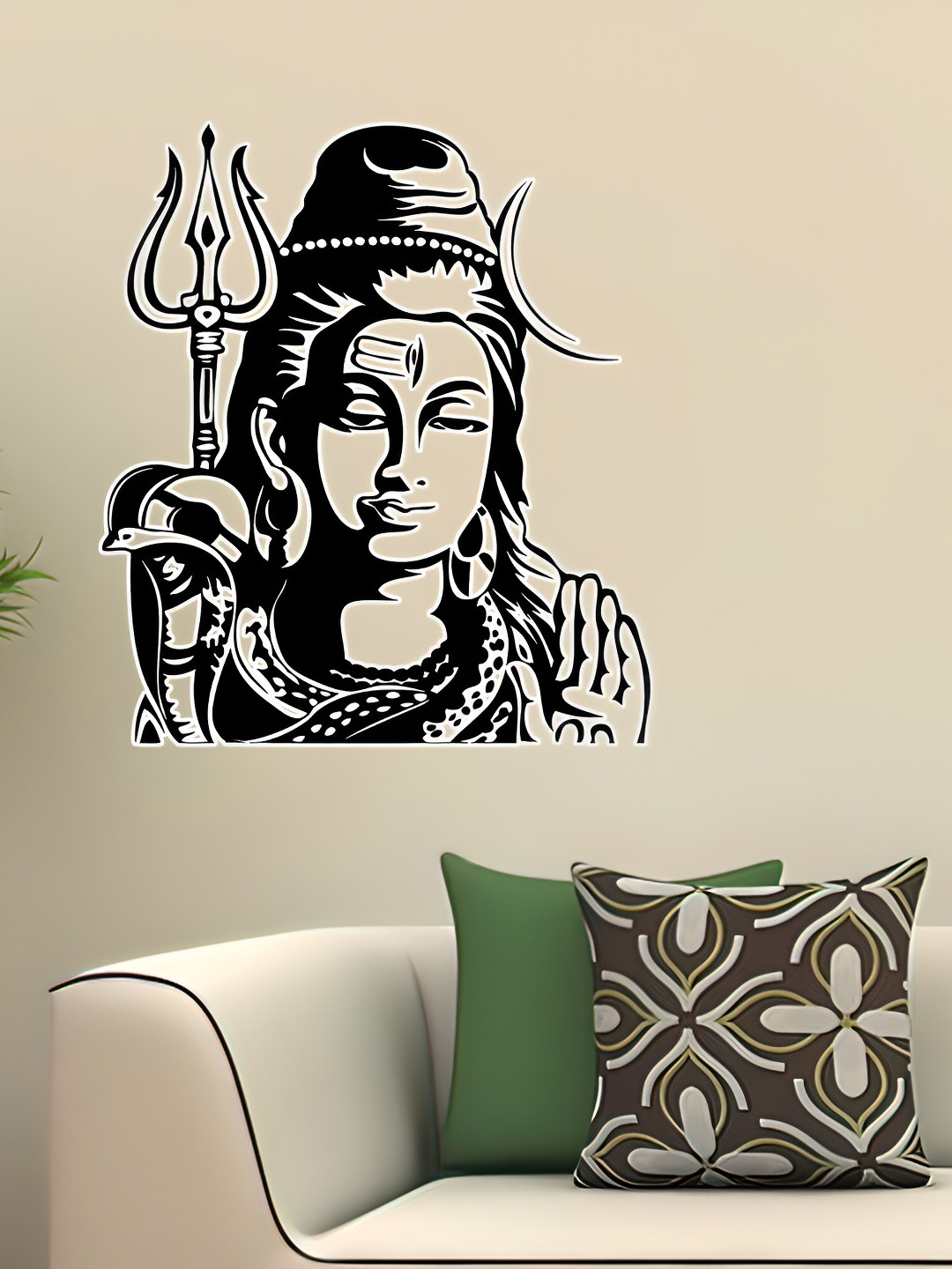 Wallpics Black Shiv Ji Printed Waterproof Wall Sticker