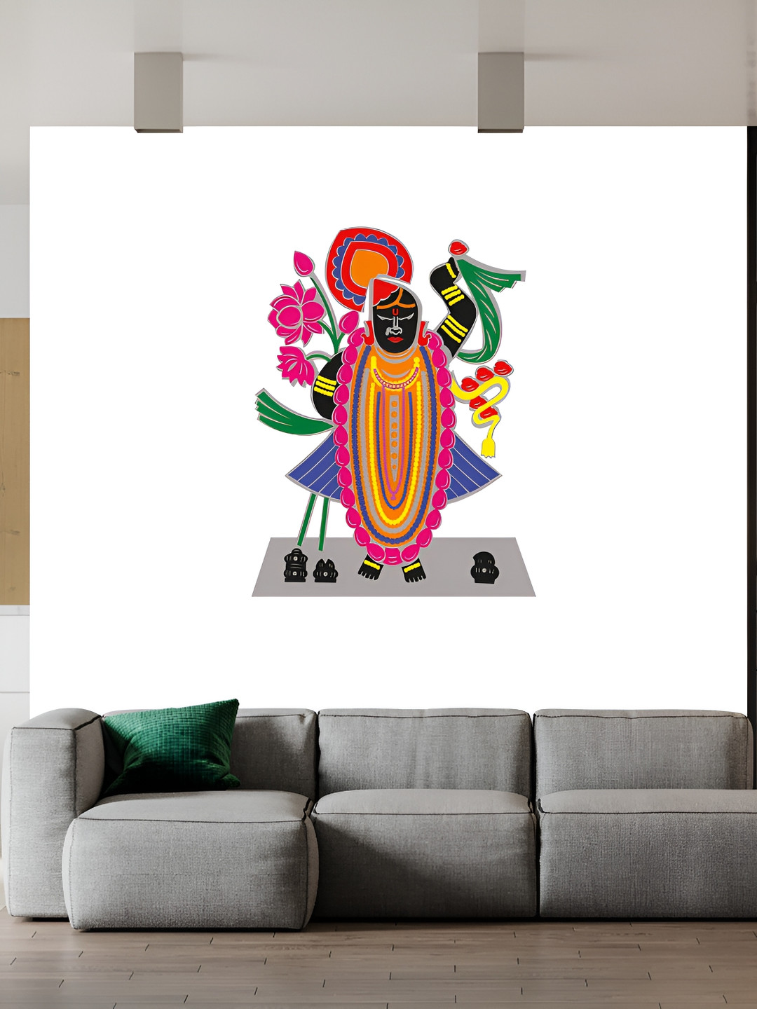 Wallpics Pink & Blue Shreenath Ji Printed Religious Waterproof Wall Poster