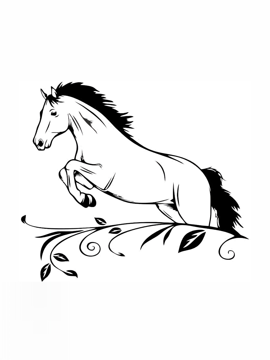 Wallpics White & Black Horse Printed Water Resistant Wall Sticker