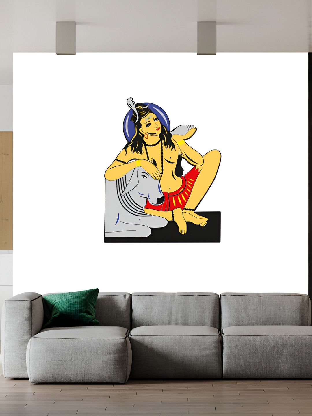 Wallpics Yellow & Grey Shivji Printed Water Resistant Wall Sticker