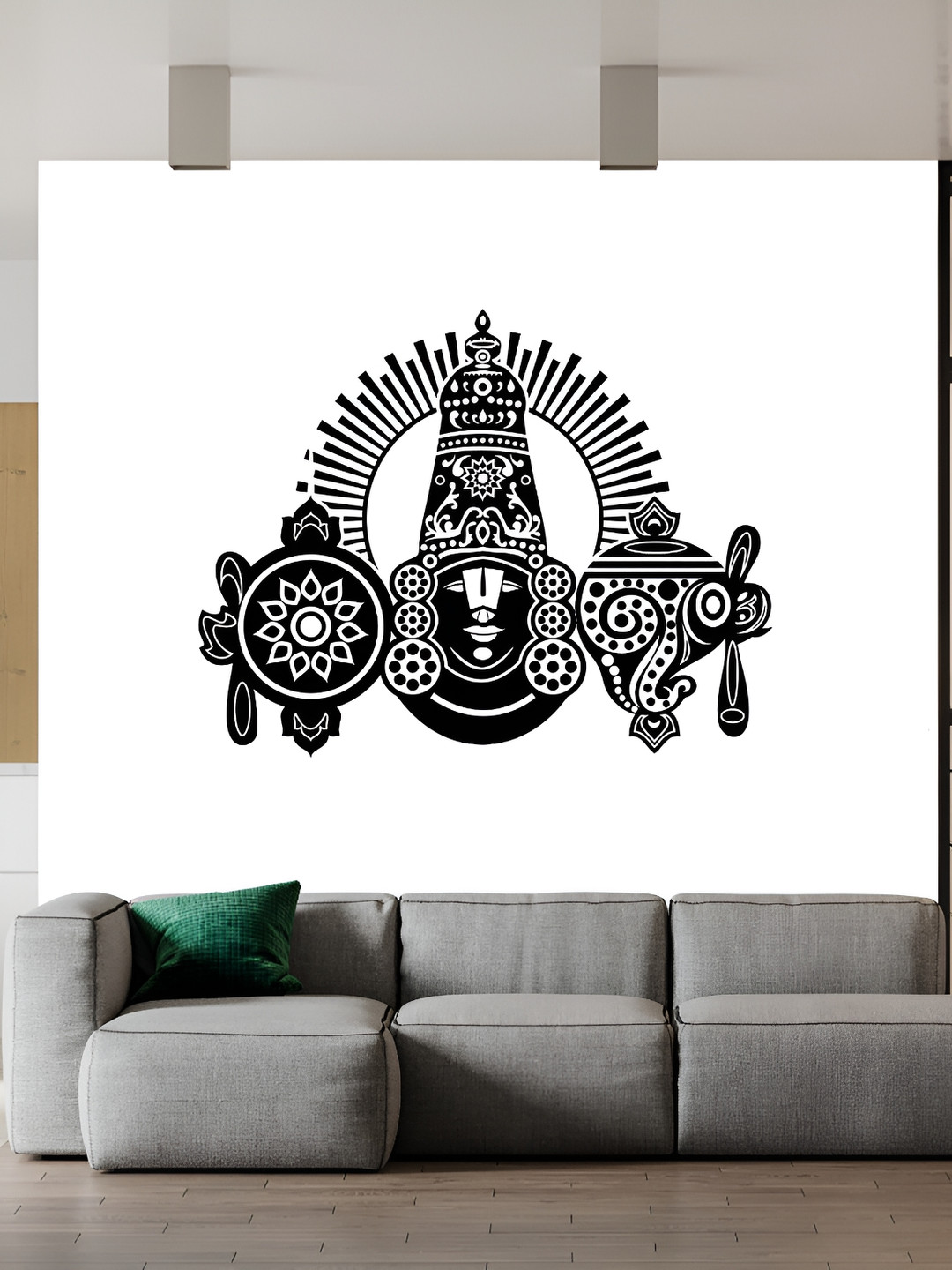 Wallpics White & Black Balaji Printed Waterproof Wall Sticker