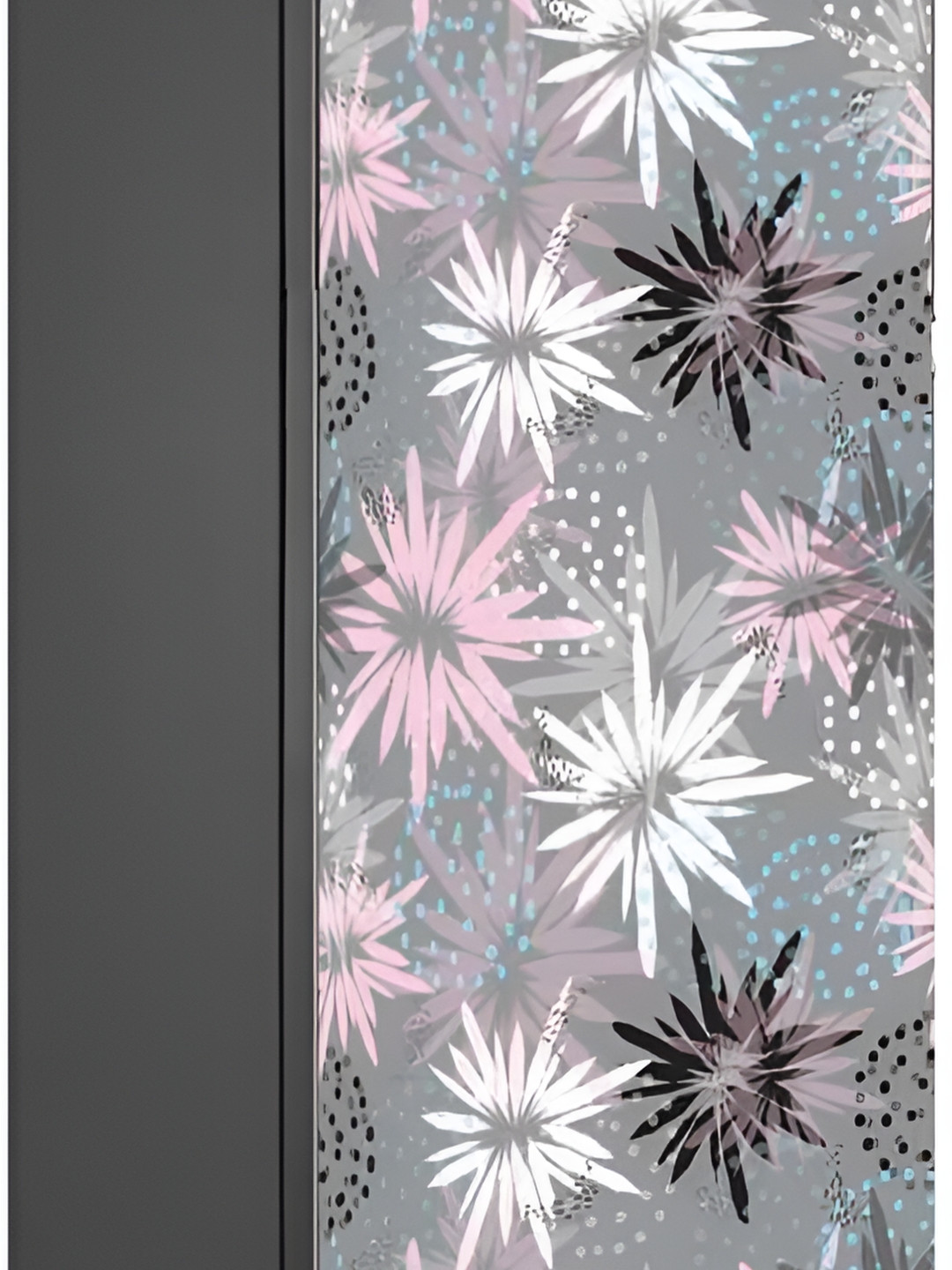Wallpics Pink & Grey Abstract Printed Self-Adhesive Waterproof Fridge Sticker