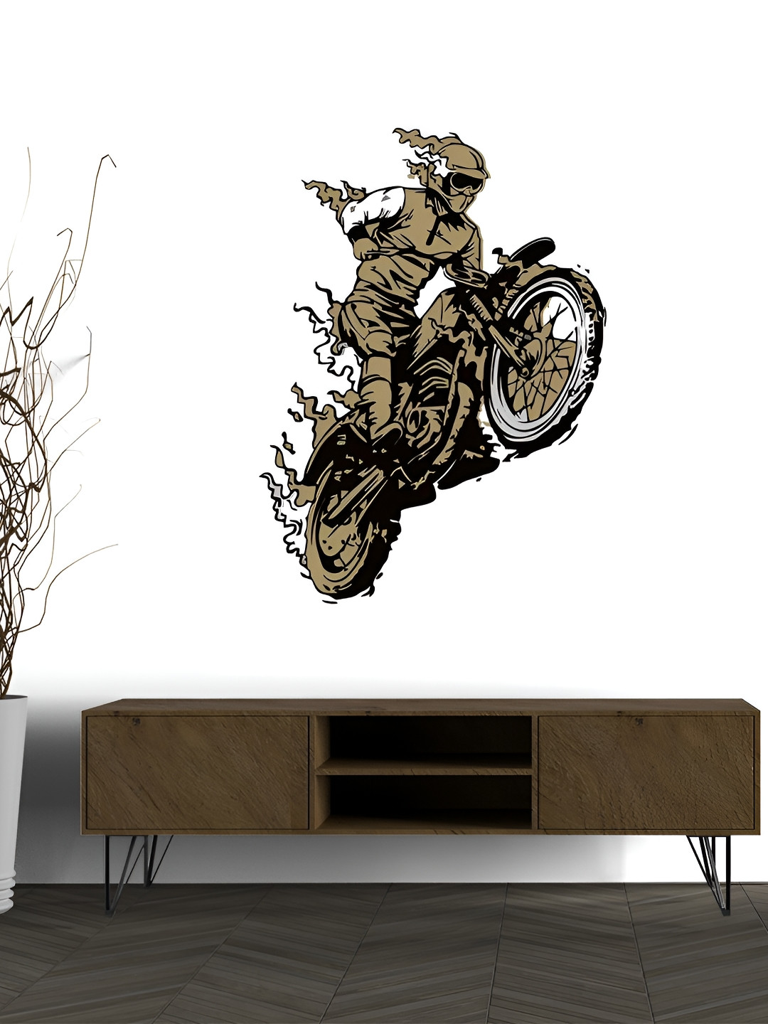 Wallpics Black & Brown Biker Printed Waterproof Wall Poster