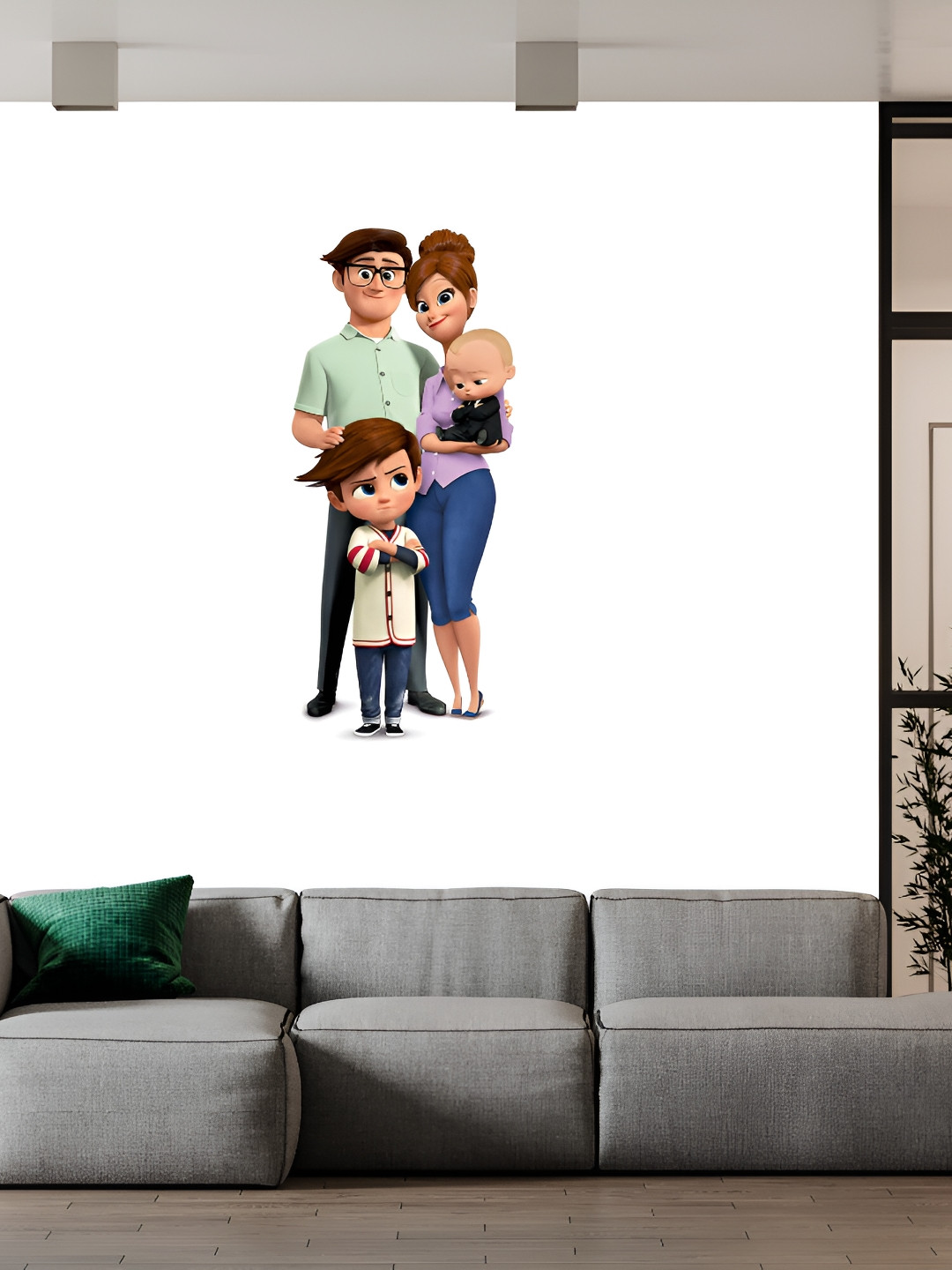 Wallpics White & Purple Boss Baby Family Printed Waterproof Wall Sticker