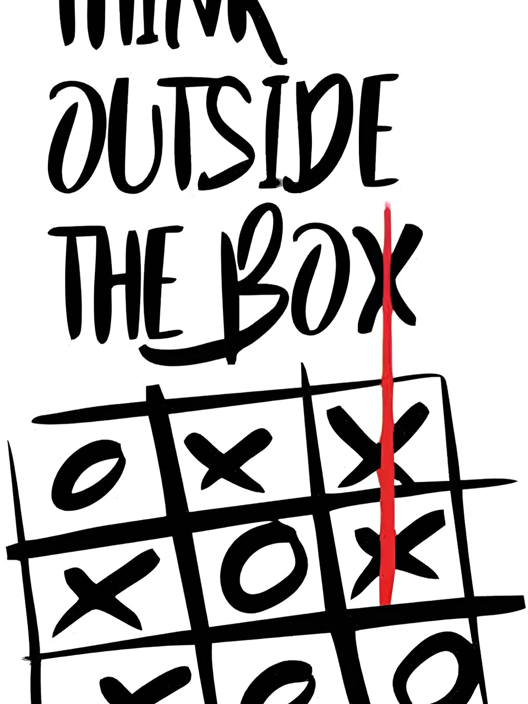 Wallpics Black & Red Think Outside The Box Printed Water Resistant Wall Sticker