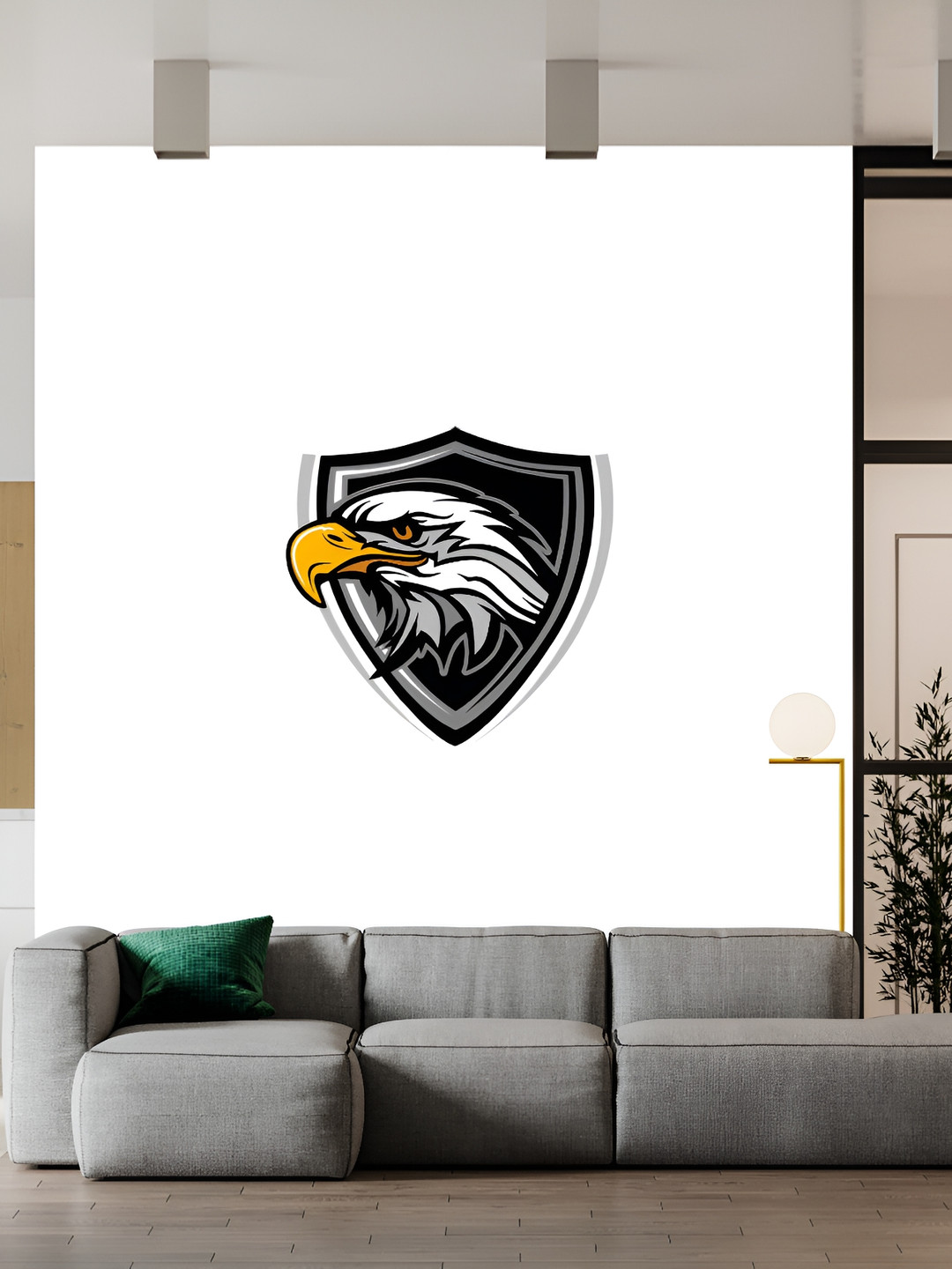 Wallpics Black & White Eagle Head Design Printed Water Resistant Wall Sticker
