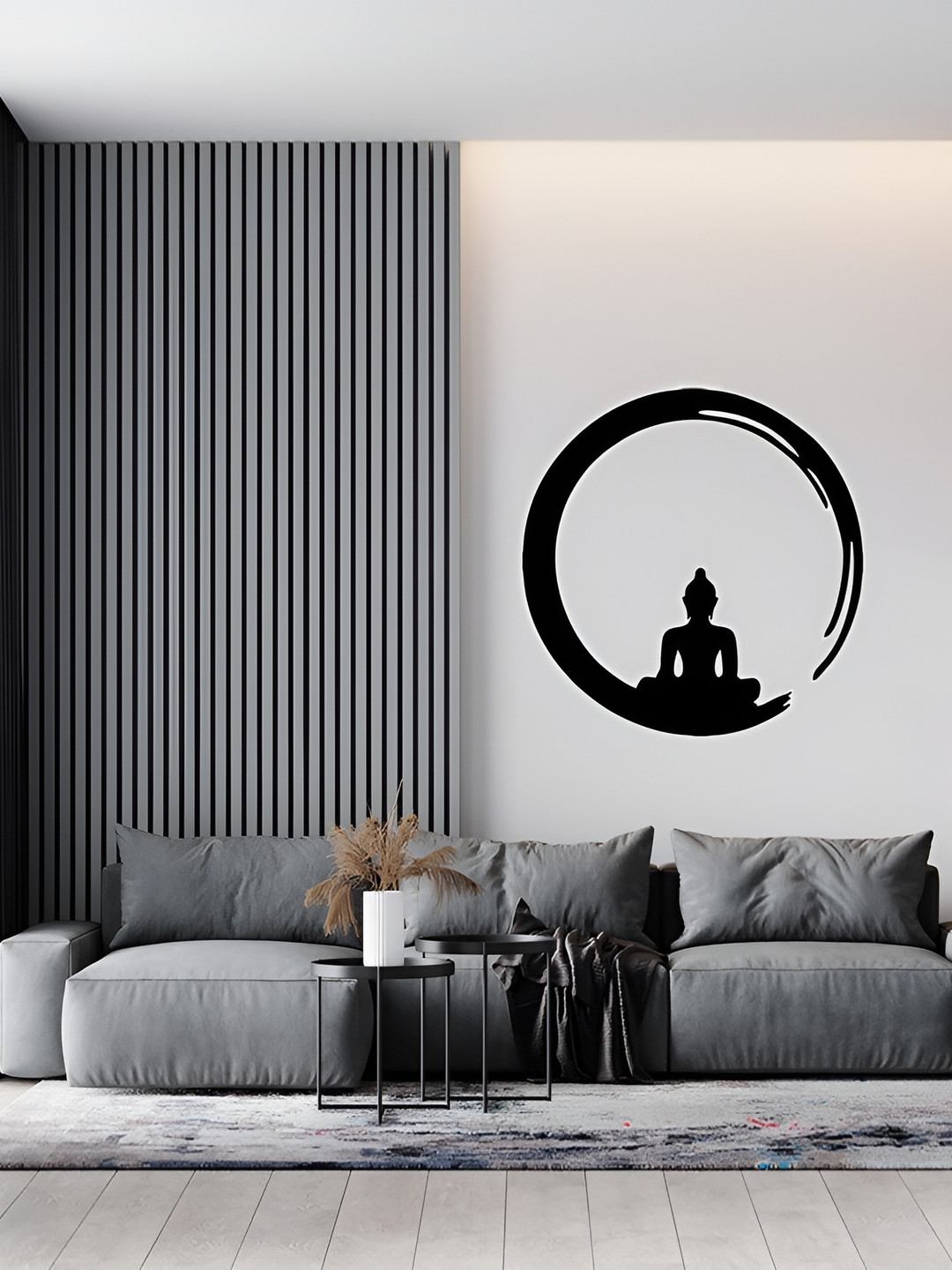 Wallpics Black Religious Gautam Buddha Printed Water Resistant Wall Sticker