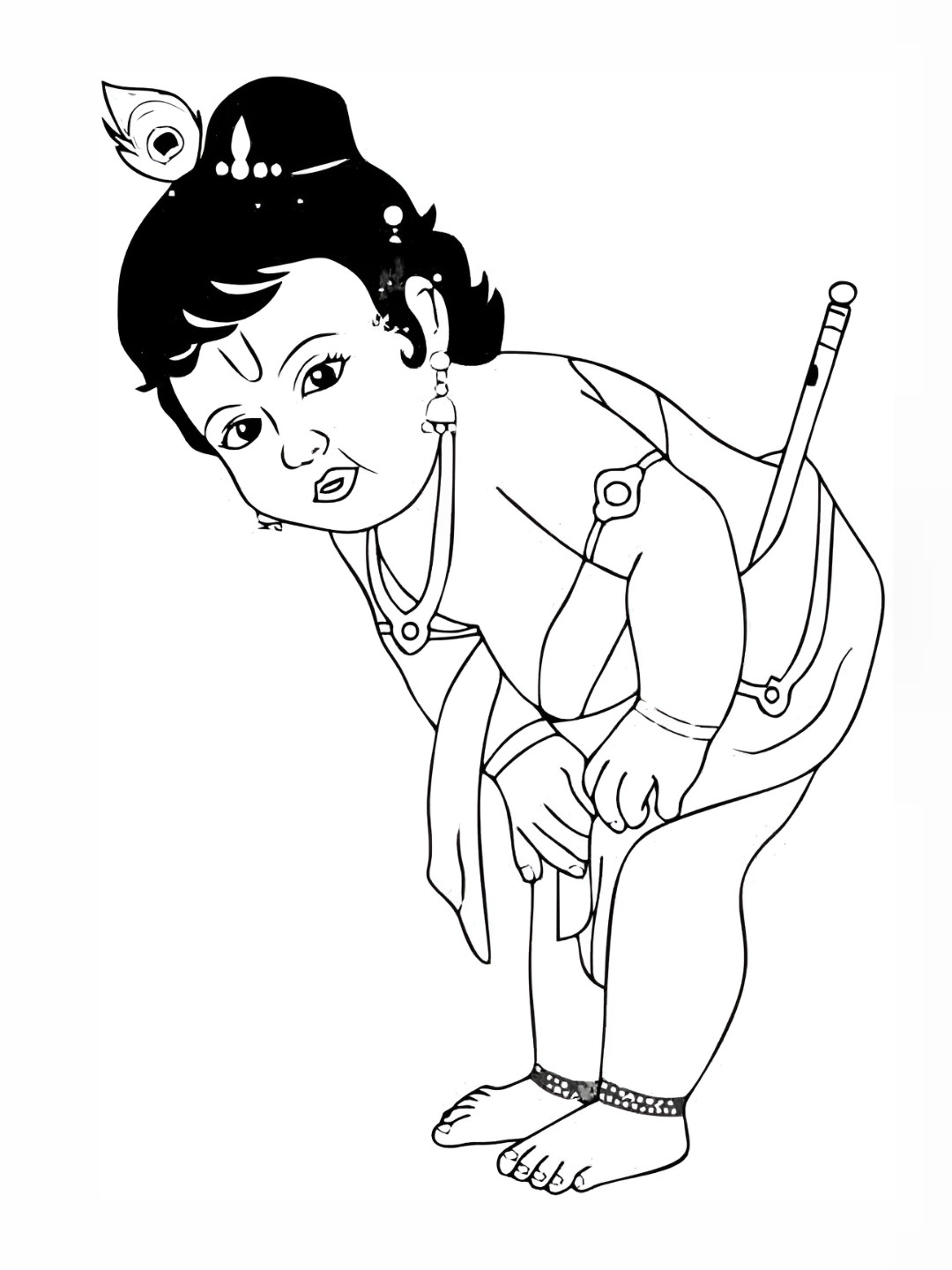 Wallpics Black & White Baal Krishna Printed Water Resistant Wall Sticker