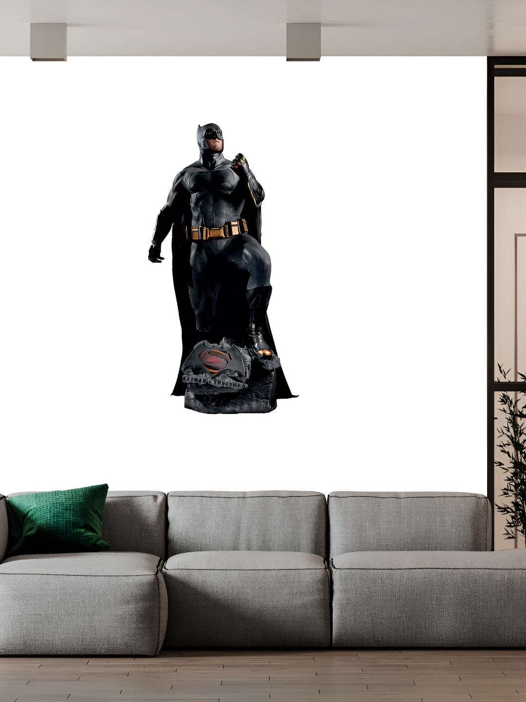 Wallpics Black & Brown Batman Vs Superman Printed Water Resistant Wall Sticker
