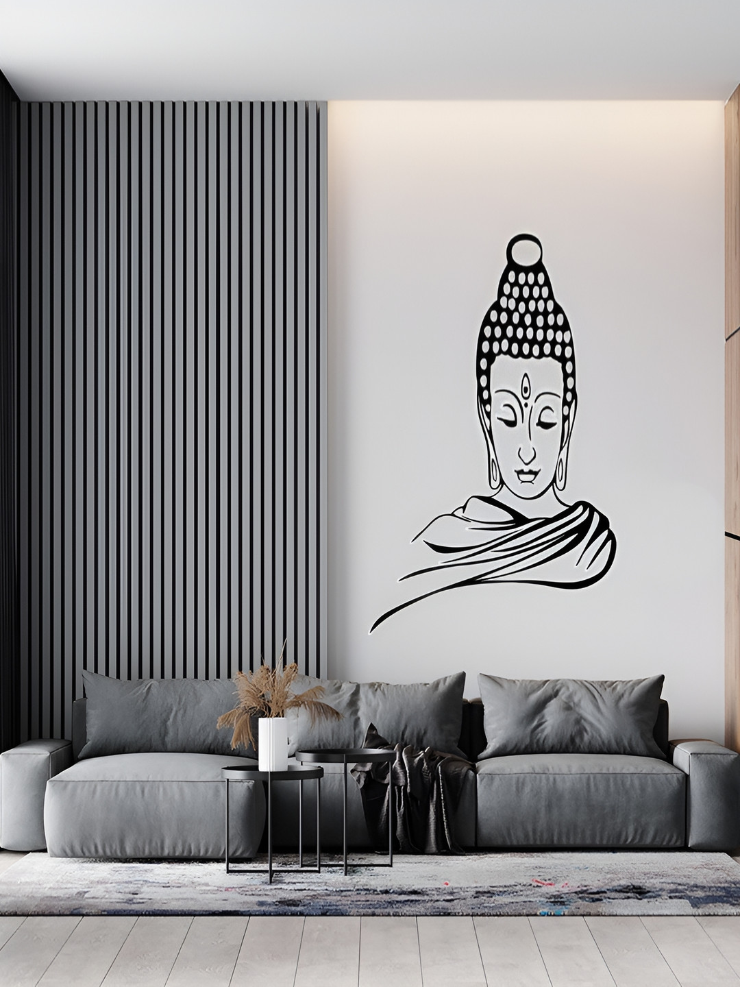 Wallpics Black & White Gautam Buddha Water Resistant Wall Sticker