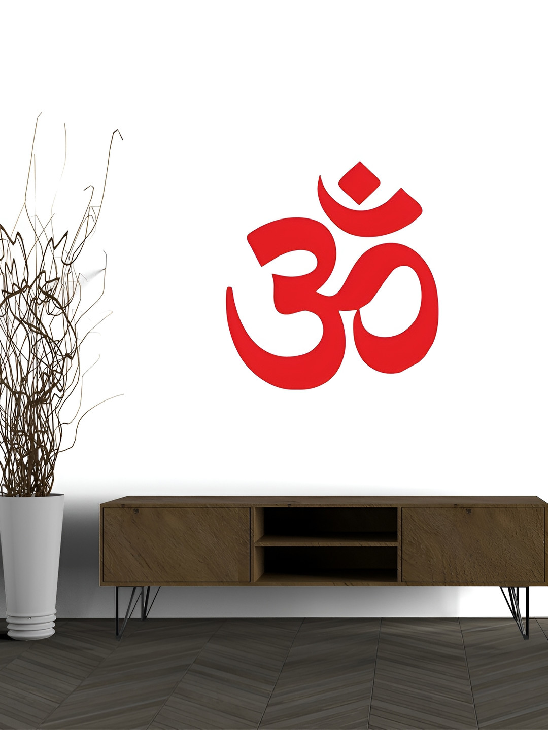 Wallpics Red Om Printed Water Resistant Wall Sticker