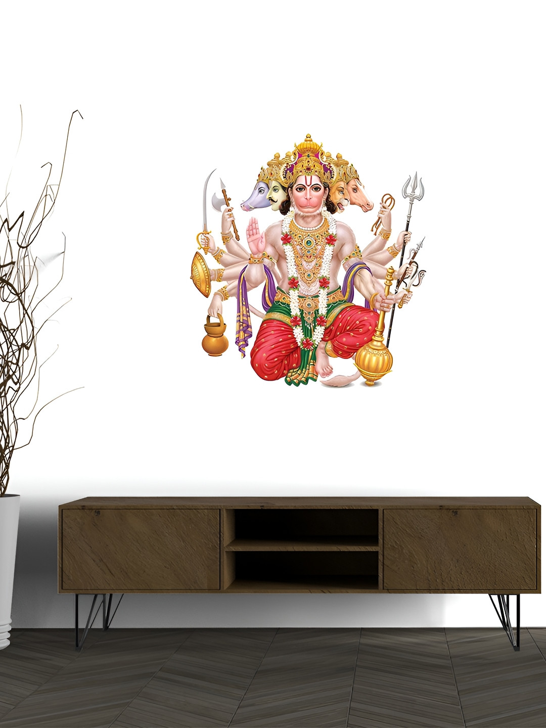 Wallpics Nude & Yellow Lord Hanuman Printed Water Resistant Wall Sticker