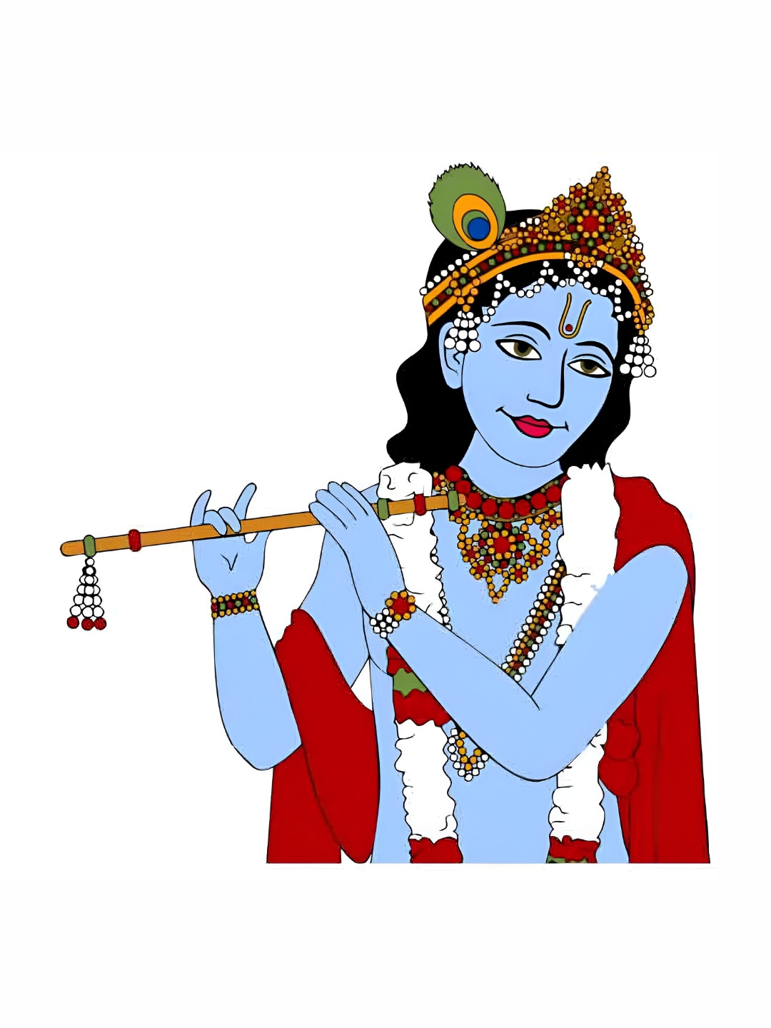 Wallpics Blue & Red Lord Krishna Printed Water Resistant Wall Sticker