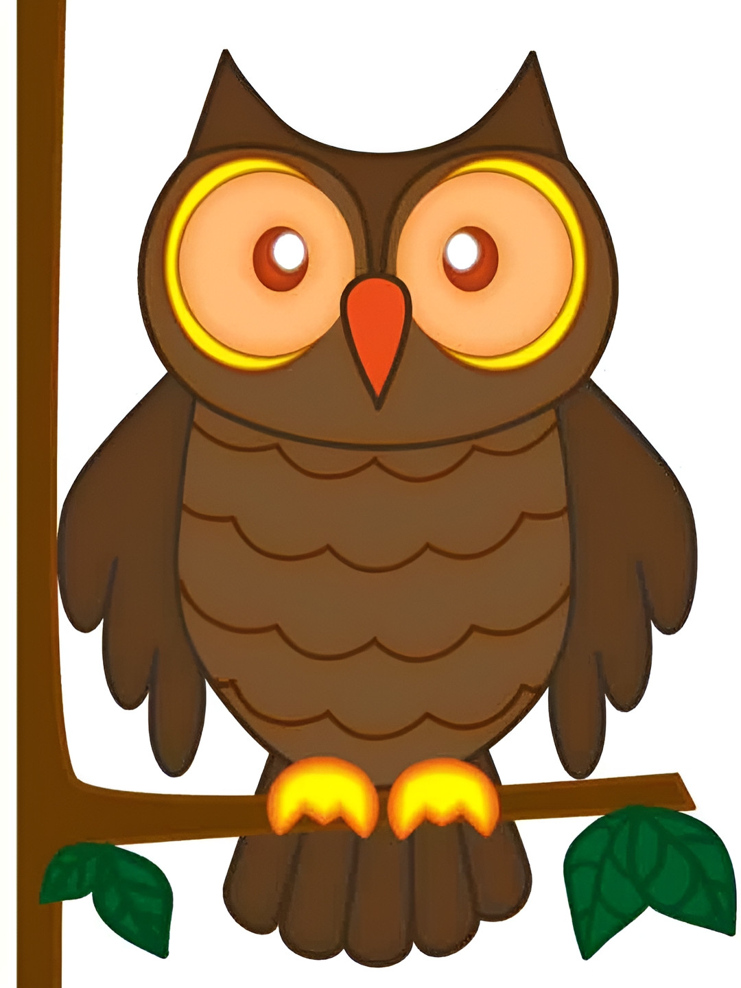 Wallpics Brown & Orange Owl Printed Birds And Animals Water Resistant Wall Sticker