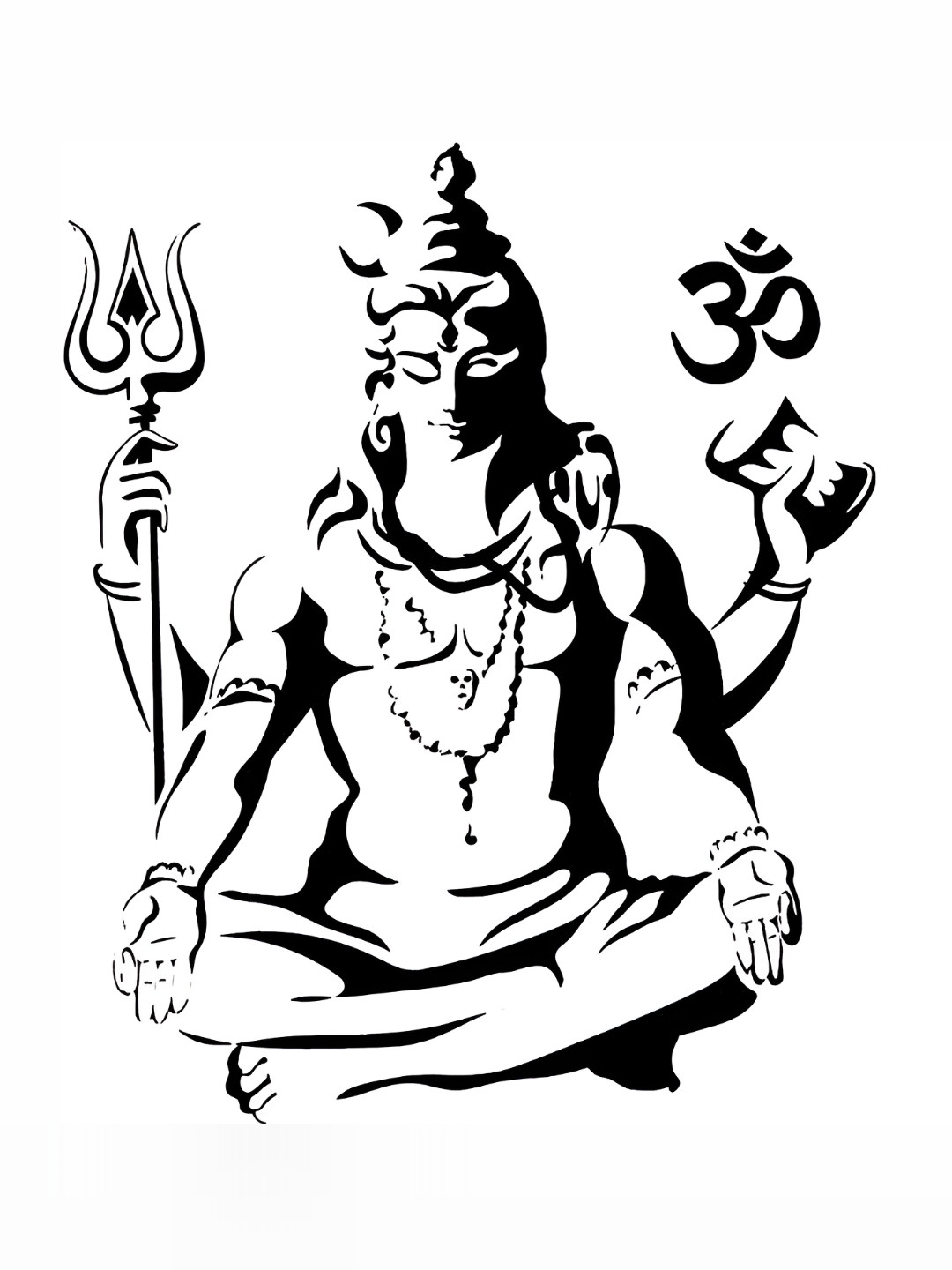 Wallpics Black & White Lord Shiva Printed Water Resistant Wall Sticker