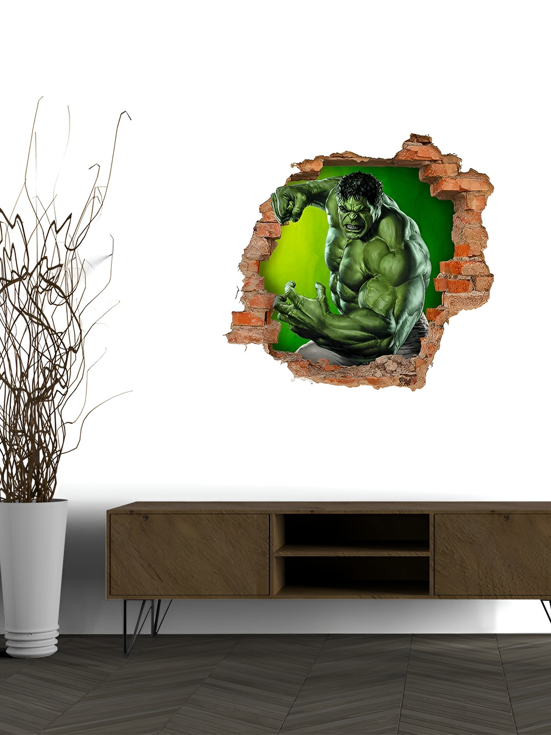 Wallpics Green & Brown Hulk Printed Water Resistant Wall Sticker
